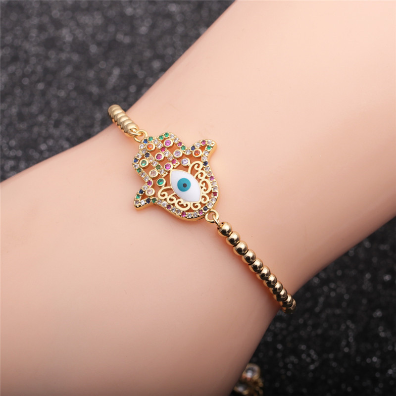 Pulsera Ajustable Simple De Circonita Palma Ojo De Demonio display picture 7