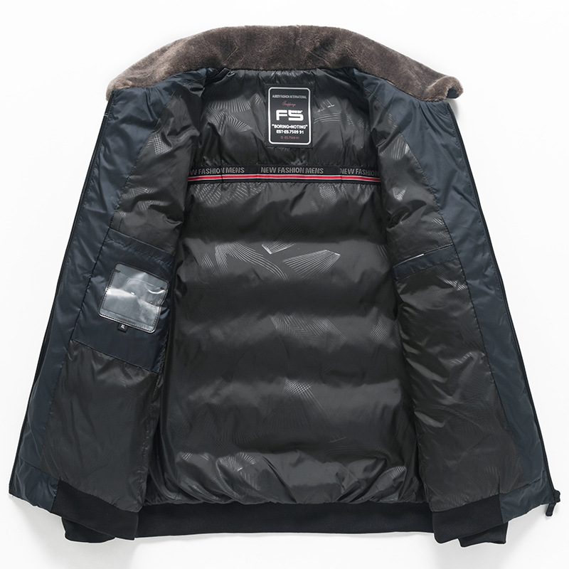 Abrigo acolchado de algodón para hombres Top casual de negocios Otoño e Invierno Nuevo papá desgaste solapa engrosada abrigo de cuello de piel caliente ropa de hombre