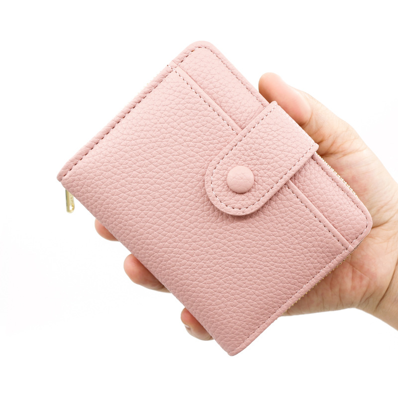 Nueva cartera transfronteriza de las mujeres simple patrón lychee cremallera monedero corto chica cartera al por mayor