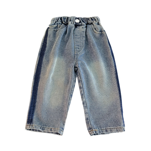 2024 Autumn Boys Light Blue Versatile Jeans Fashionable Gradient Color Autumn Trousers for Small and Medium-sized Children