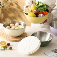 严选不锈钢加厚打蛋盆家用厨房彩色沙拉盆碗带刻度烘培和面料理盆