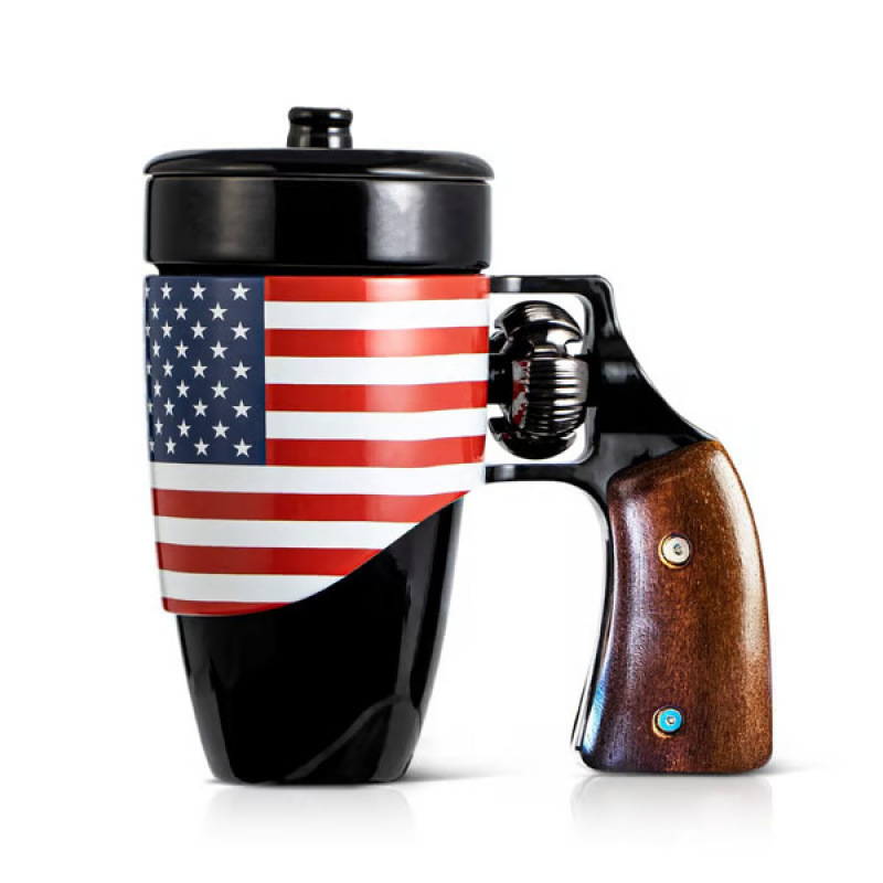 Cross-Border Creative Novelty Ceramic Cup Star and Stripe Shape Coffee Cup Gun-Shaped Mug Revolver Beer Mug Cross-Border Creative Novelty Ceramic Cup Star and Stripe Shape Coffee Cup Gun-Shaped Mug Revolver Beer Mug