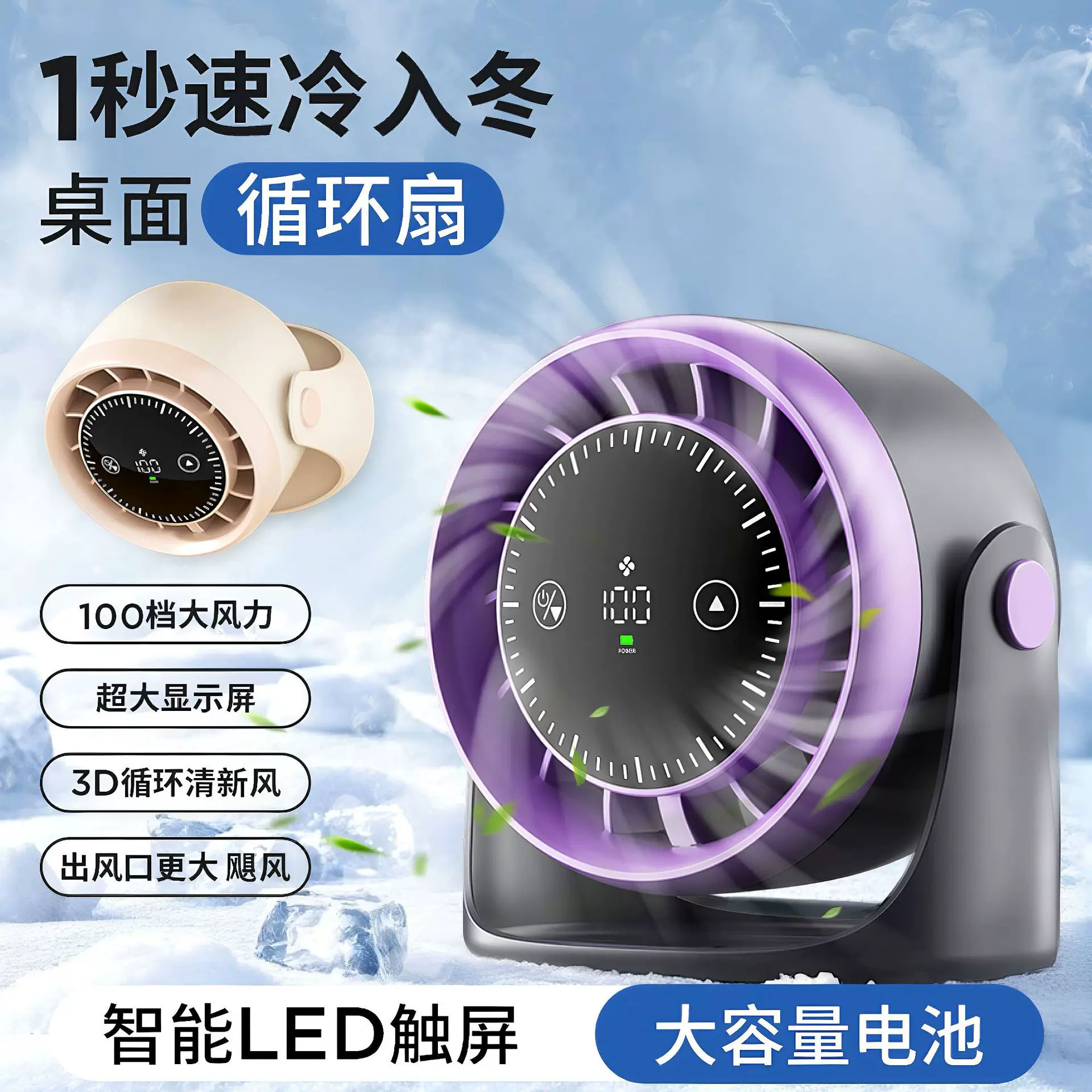 新款跨境桌面风扇厨房涡轮风扇小型超静音办公室桌台式空气循环扇