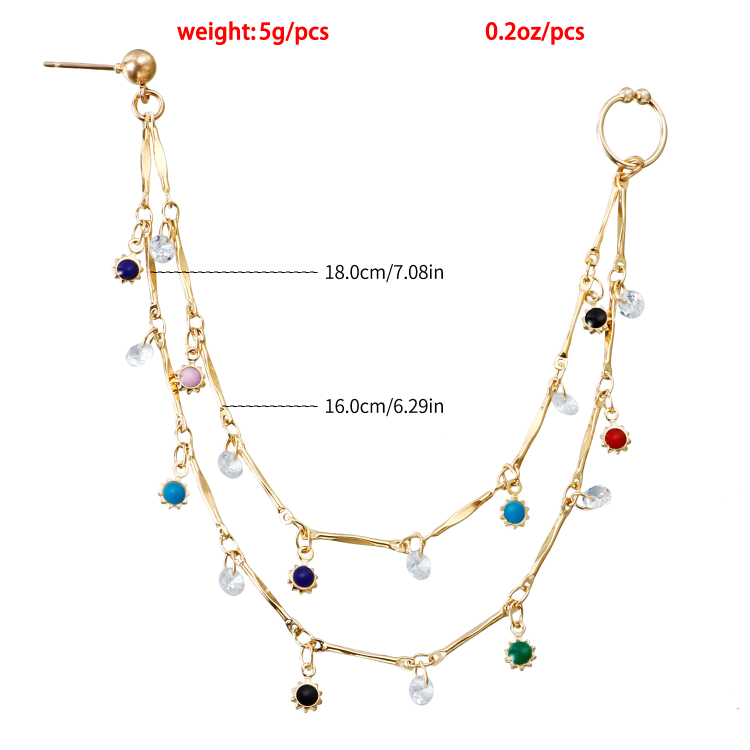 Teufelsauge-Quasten-Nasenring an Ohrkette mit Nieten, nicht durchbohrter Septum-Reifenring, indischer Bauchtanz, Party-Nasenzubehör für Frauen und Mädchen_voghion.com