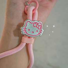 凯蒂kitty手机挂绳短款编织手腕kt百搭挂件钥匙扣包包通用吊绳