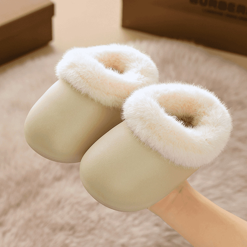 Children's Bag-Heeled Cotton Slippers Waterproof Baby Plus Velvet Thickened Warm Autumn and Winter Infant Outer Snow Boots