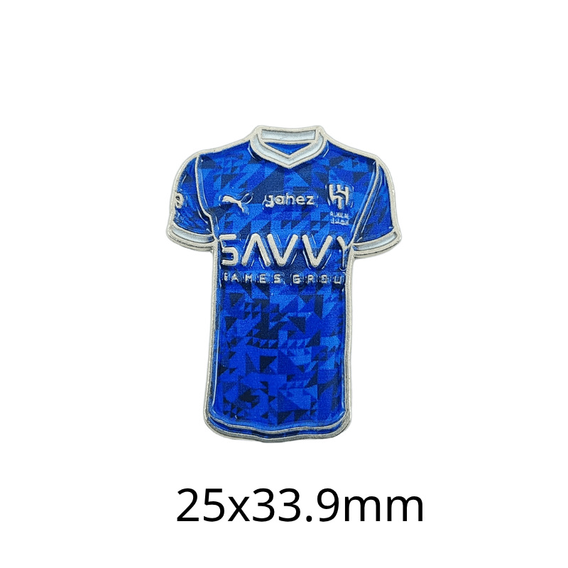 Fabricante personalizado Champions League World Cup Football Super Star Metal Insignia Imagen de dibujos animados Etiqueta del teléfono móvil Insignia Regalo