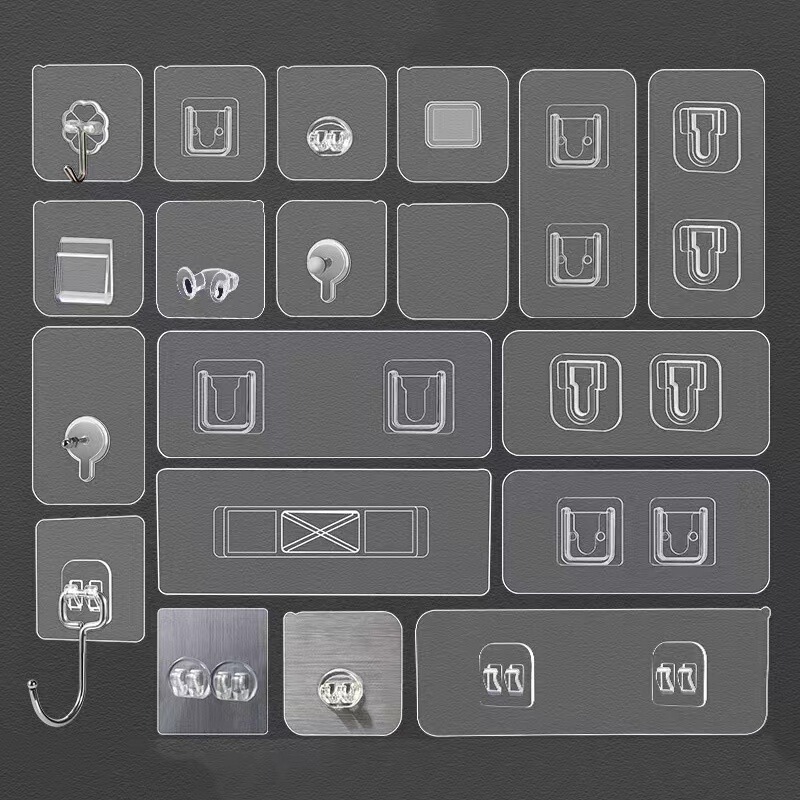 Non-marking Strong Transparent Non-perforated Patch Sub-female Buckle Wall-mounted Bathroom Storage Rack Kitchen Non-marking Buckle Hook