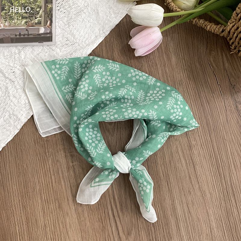 Pañuelo cuadrado pequeño, bufanda de seda, pañuelo floral de moda de verano para mujer, cinturón para el cabello de estilo pastoral, bufanda pequeña de alta calidad, accesorios para el cabello multifuncionales