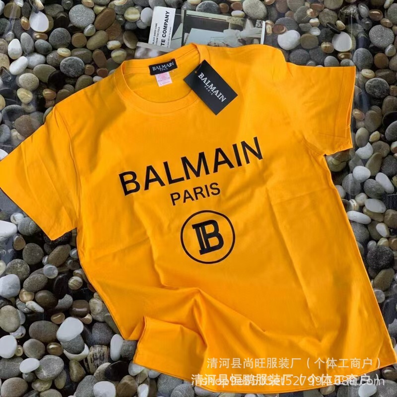 Wholesale New Trendy Brand Balmain Letter-Printed Short-Sleeve T-Shirt, Unisex Loose Fit Versatile Round-Neck Top Wholesale New Trendy Brand Balmain Letter-Printed Short-Sleeve T-Shirt, Unisex Loose Fit Versatile Round-Neck Top