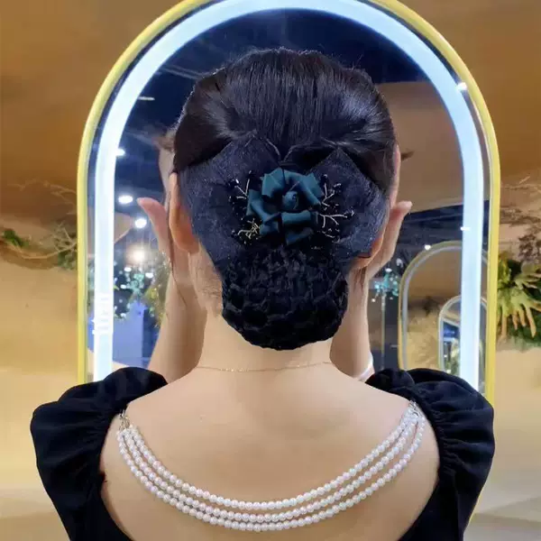 Lomper Mesh Bow Head Flower Women's Back-of-the-Head Hairpin Middle-Aged Disc Hair Ball Head Net Pocket Hair Net Spring Hairpin