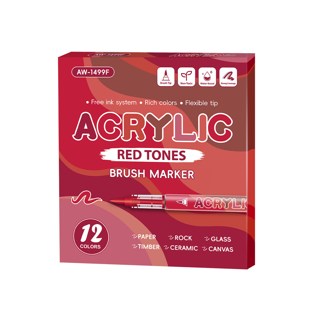 Líquido directo acrílico marcador conjunto de serie de color rojo gradiente de pintura de niños marcador de acuarela de arte en stock