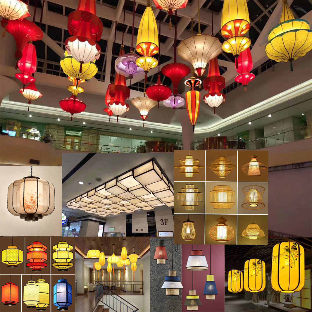 酒店餐馆创意灯具工作异形布罩私人灯具厂家包邮酒店景区布艺中式