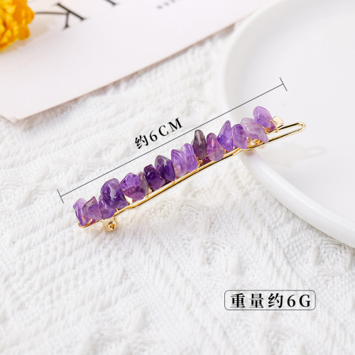 Cross-border new natural crystal crushed side clip hair clip for colored bangs hair clip for girls INS hair clip wholesale