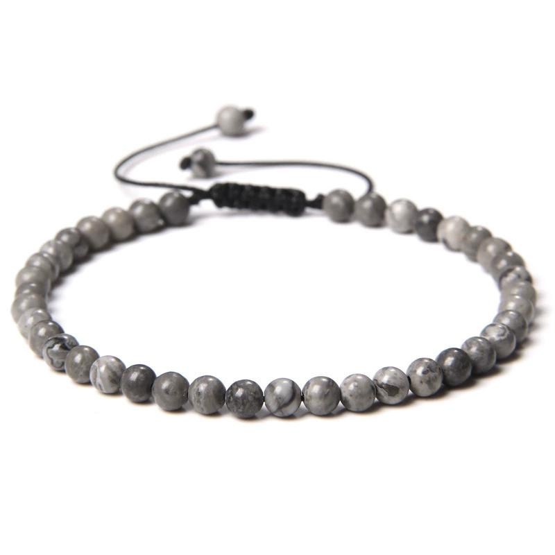 Органический текстильный регулируемый натуральный минерал, бисер bracelet для йоги ручной работы, украшение, аксессуар, (跨境贸易), 4 мм, с камнем