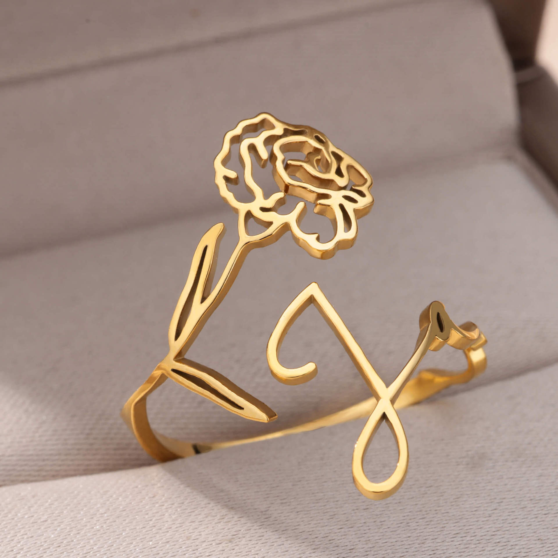 Joyería Al Por Mayor Estilo Vintage Estilo Clásico Flor Acero Inoxidable 304 Enchapado Anillos Abiertos display picture 22