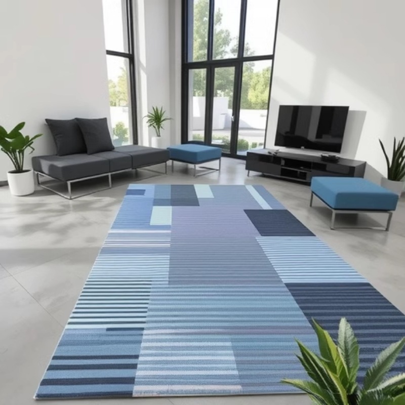 现代简约北欧ins风大面积地毯客厅样板间卧室茶几地垫水晶绒