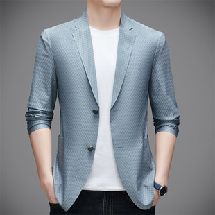 New Diamond Plaid Gentleman Suit 2025 Spring and Autumn Fashion Single Western Business Suit Collar Single Row Two Button Coat