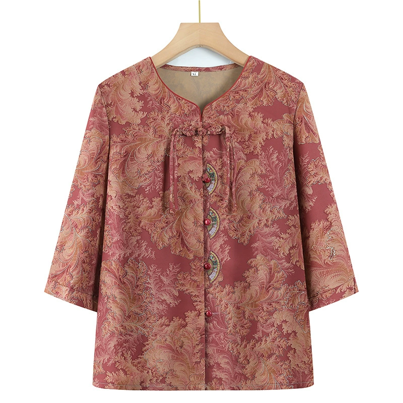 Женщины среднего и пожилого возраста летняя рубашка среднего рукава тонкая мама среднего возраста весна бабушка рубашка футболка