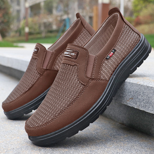 Manufacturer wholesale summer new men's cloth shoes breathable slip-on casual mesh shoes polyurethane men's shoes