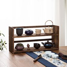 新中式桌面茶杯架实木小型博古架茶具茶叶罐收纳复古紫砂壶置物架