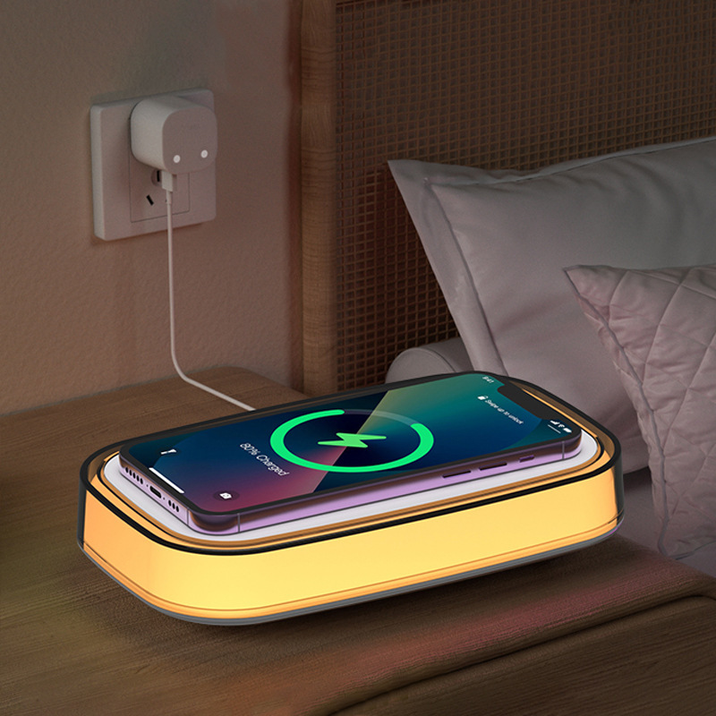 携帯電話ワイヤレス充電器 新型デスクトップ充電器 ナイトライト 多機能 家庭用ベッドサイドランプ 軽奢 高級感 急速充電|undefined
