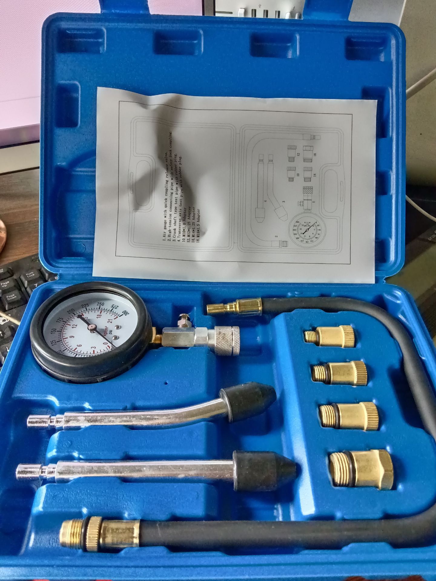 Manómetro de cilindro azul