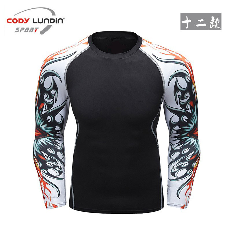 Fitness Clothes Men's High Elastic Compression Running Jacket Quick-drying T-shirt Long-sleeved Sports Top Training Gym Tight Clothes