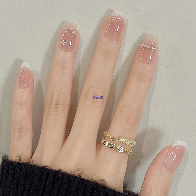 Handmade Nude Color 2025 New Short Style French Wedding Photo Manicure Bridal Nail Patch