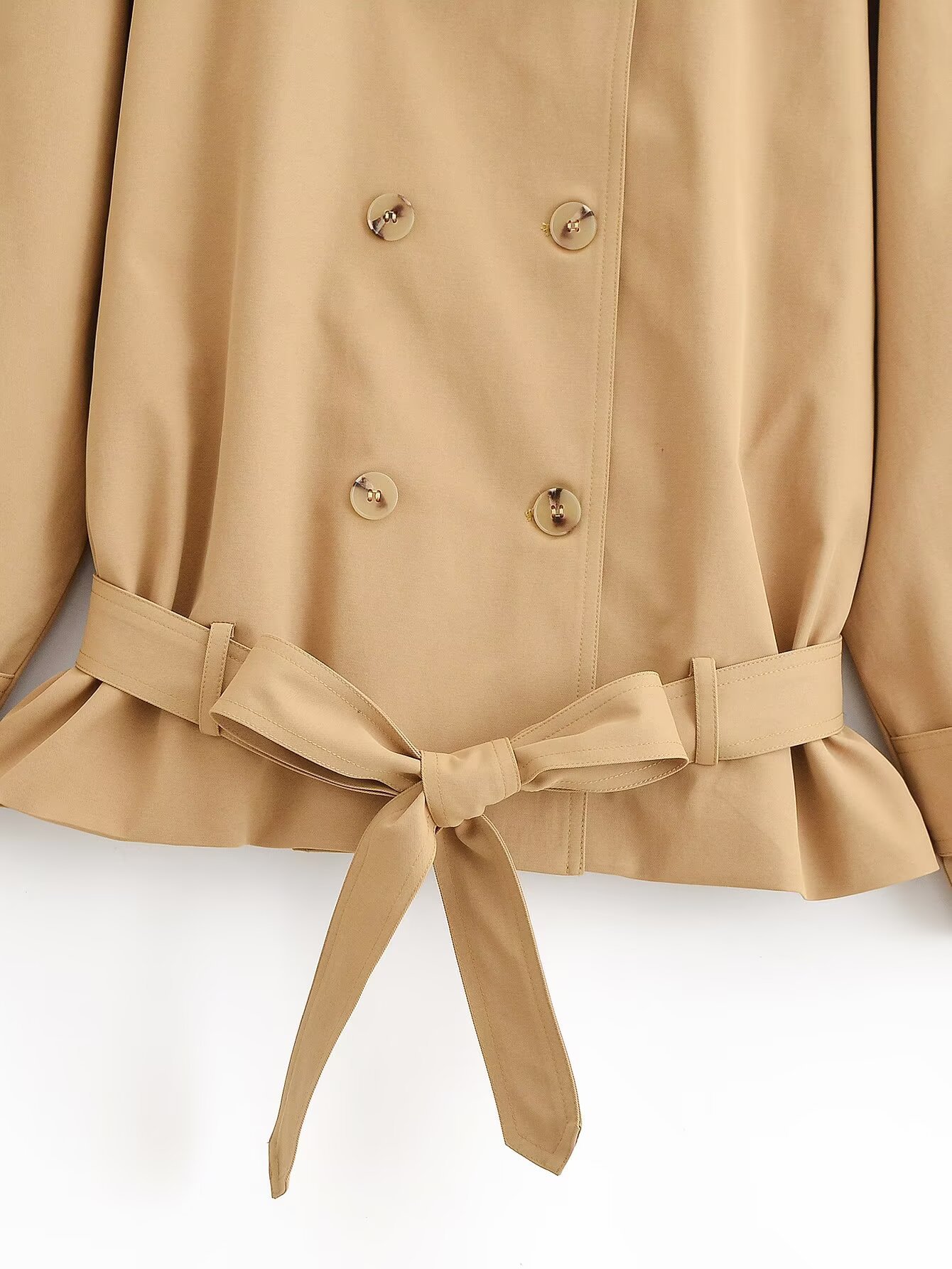 Trench corto da donna con collo alto giacca alla moda_voghion.com