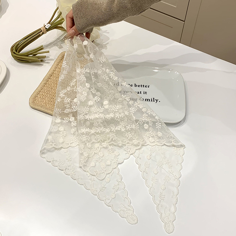 Bufandas de seda de alta calidad, bufandas de cuello, bufandas de seda de lujo ligeras, bufandas de cabello de encaje de alta calidad, bufandas triangulares