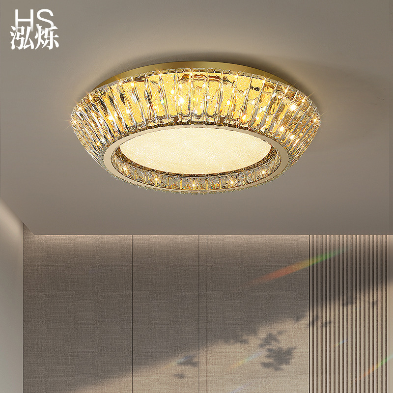 Crystal Ceiling Lamp, Light Luxury Bedroom Lamp, High-End Living Room Lamp, Post-Modern Simple Full-Spectrum Eye Protection Master Bedroom Study Lamp