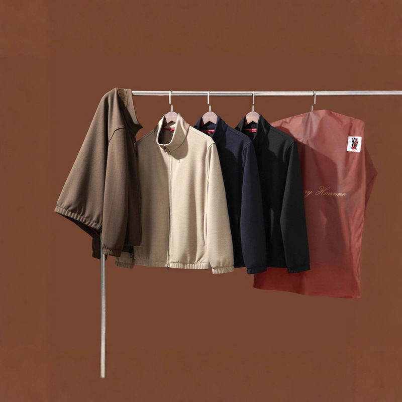 Cabinet 13W Italian-Style Luxury Old Money Style Sheep Wool Blend Men's High-End Stand Collar Bomber Jacket