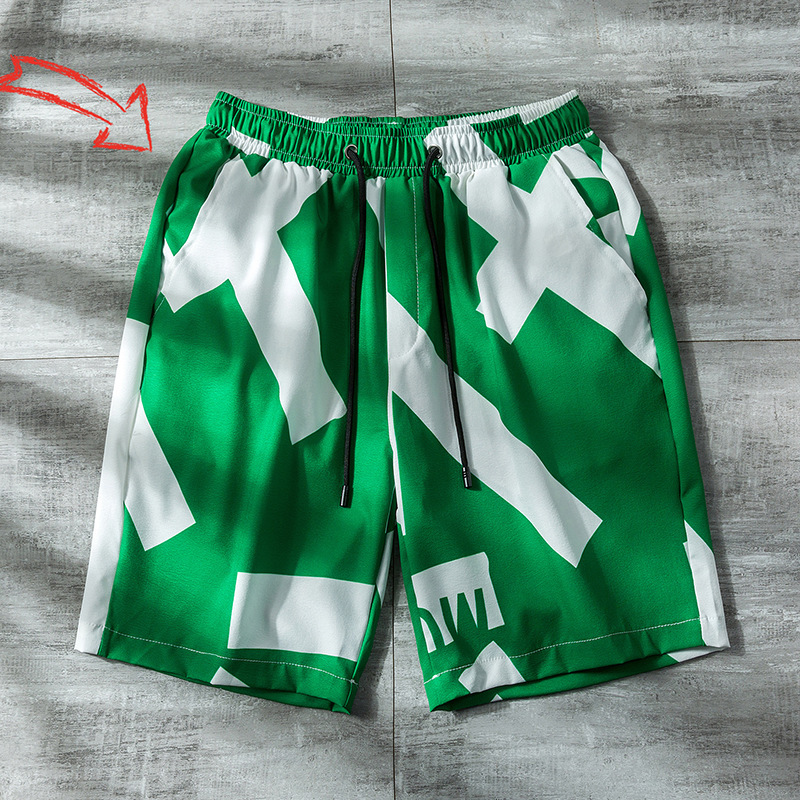 plus Size Men's Summer Breathable Polyester Casual Drawstring Beach Shorts Quick-Dry Geometric Print up to 7XL_voghion.com