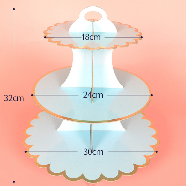 Disposable multi-layer paper cake stand Three-layer gold stamping…