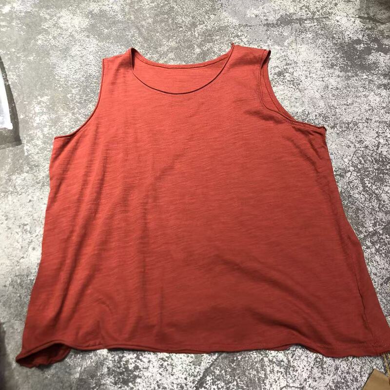 2025 New Summer Pure Cotton Round Neck Sleeveless Vest Literary Casual Loose Fashion Pure Color Women's Bottoming Shirt