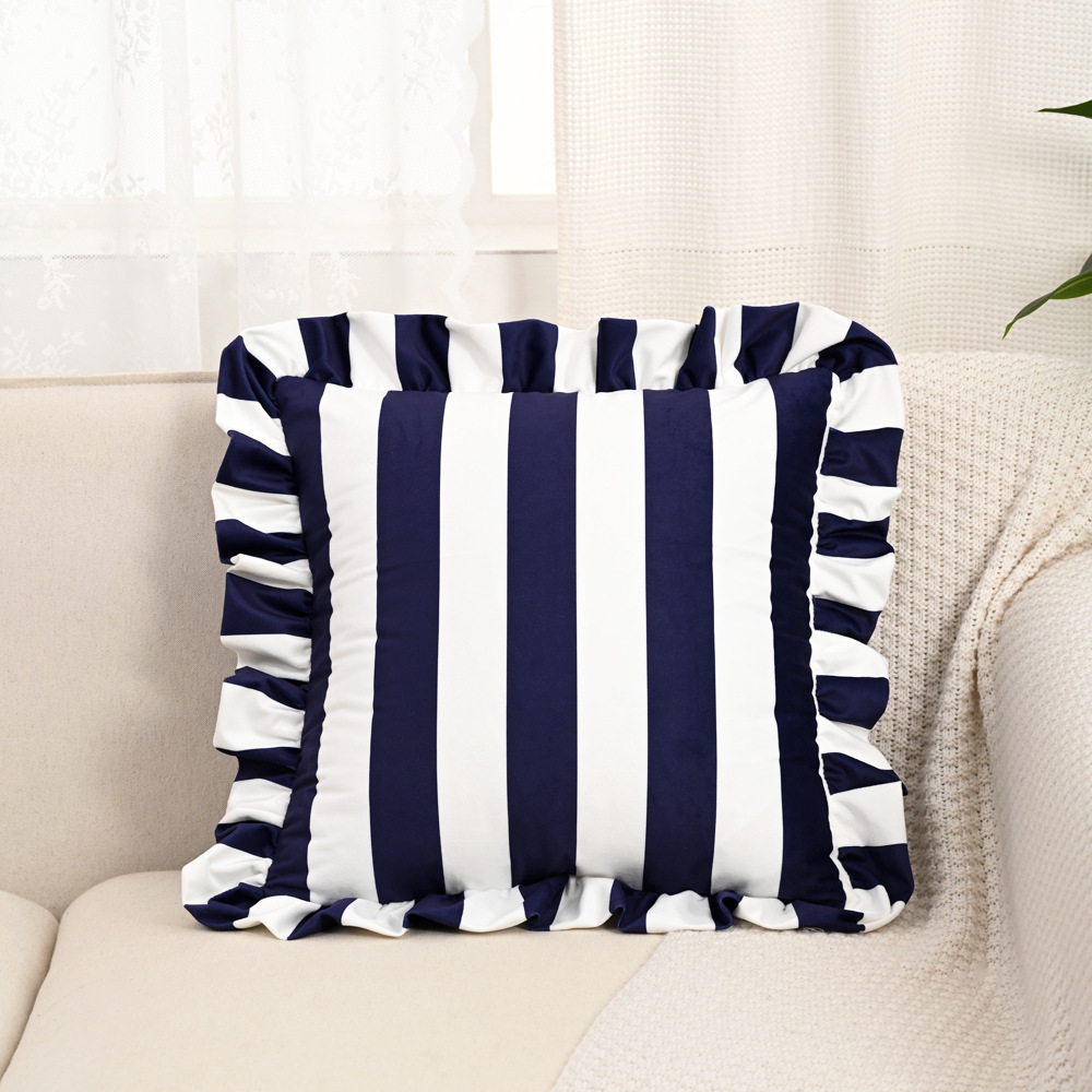 Inswind estriado coreano holandés veludo hoja de loto borde abraza funda de almohada americana sofá de la sala de estar decoración de cojín de cabecera