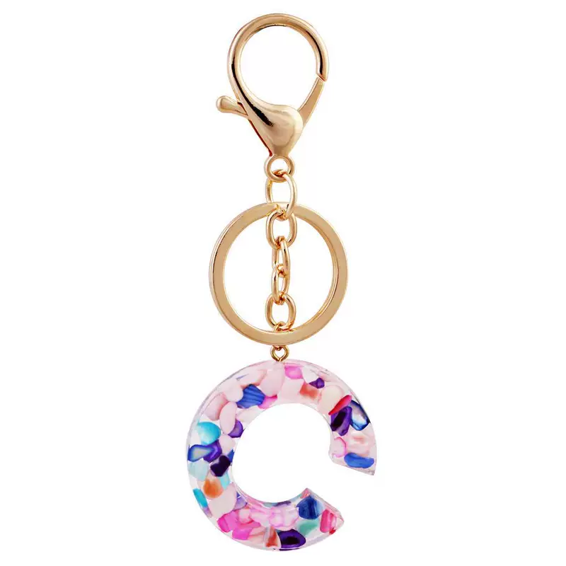 Multicoloured keychain with letters, cute accessory, high quality bag, letter A