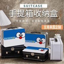 工厂现货哆啦A梦桌面长方形马口铁盒玩具化妆品收纳盒翻盖盒铁盒