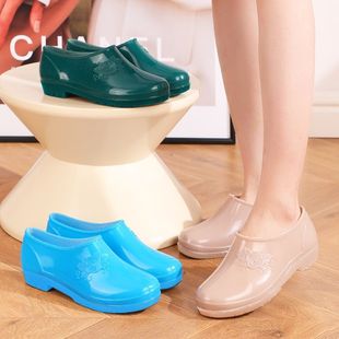 Rain Boots Waterproof Shoes Rain Boots Rubber Shoes Overshoes Fashionable Water Boots Women Adult Kitchen Car Wash Work Non-Slip Short Tube Summer