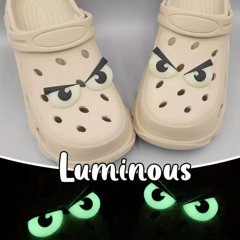 夜光款眼睛洞洞鞋鞋花鞋扣跨境热卖现货速发自发光邪恶眼睛配饰扣