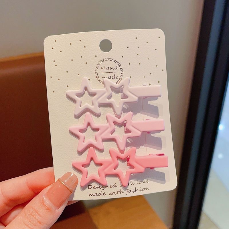 Gradiente de color caramelo estrella horquilla frente femenina pelo roto clip de pico de pato horquilla simple niños frente Bangs clip tocado