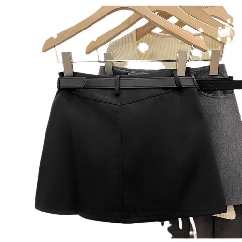 Grey suit short skirt for women in spring and summer, hot girl sleeveless dress, petite high-waisted slimming temperament A-line half-body