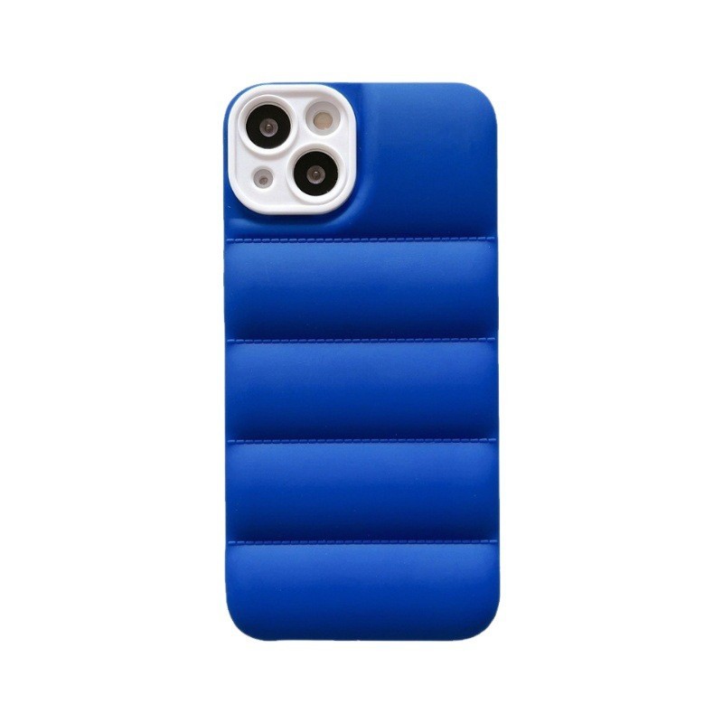 Chaqueta de plumón de color en contraste iPhone16Promax funda para teléfono Apple 14Pro todo incluido 11/12 transfronterizo 16Pro suave