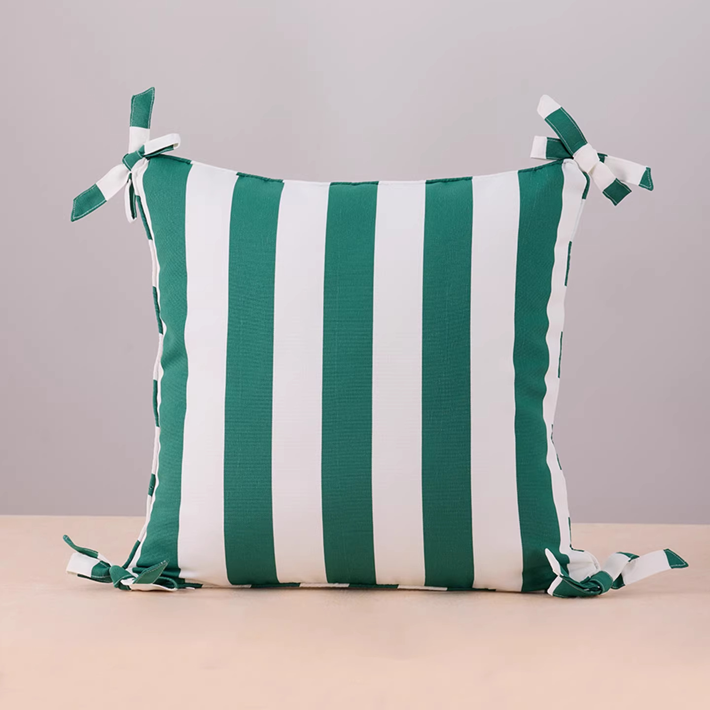Verde oscuro blanco rayas arco almohada impermeable