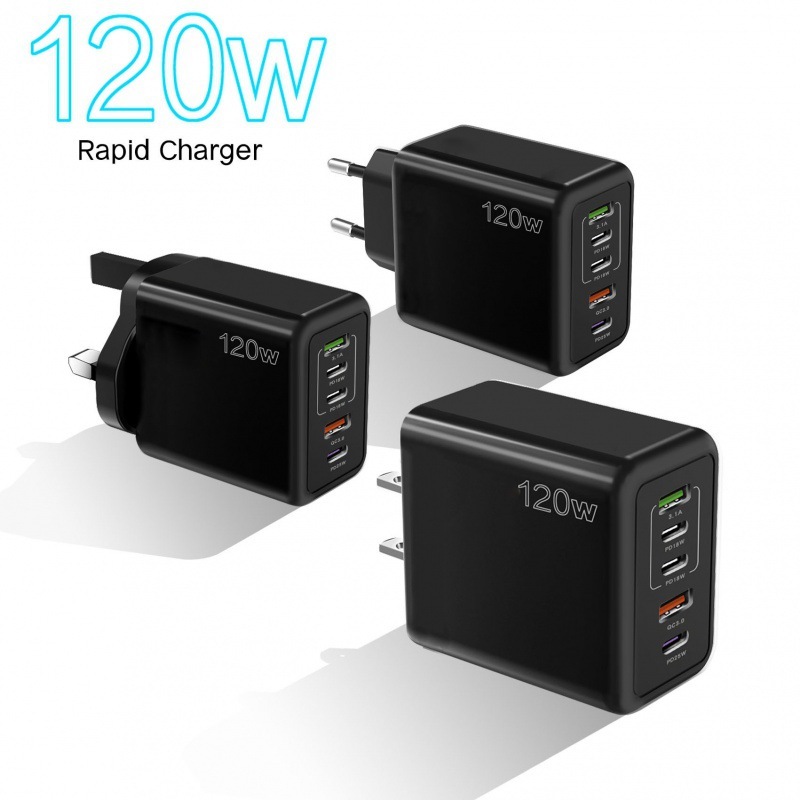 Cross-border 3PD 2USB for Apple 15 multi-port charger Europe and the United States 120W fast charging head Cross-border 3PD 2USB for Apple 15 multi-port charger Europe and the United States 120W fast charging head