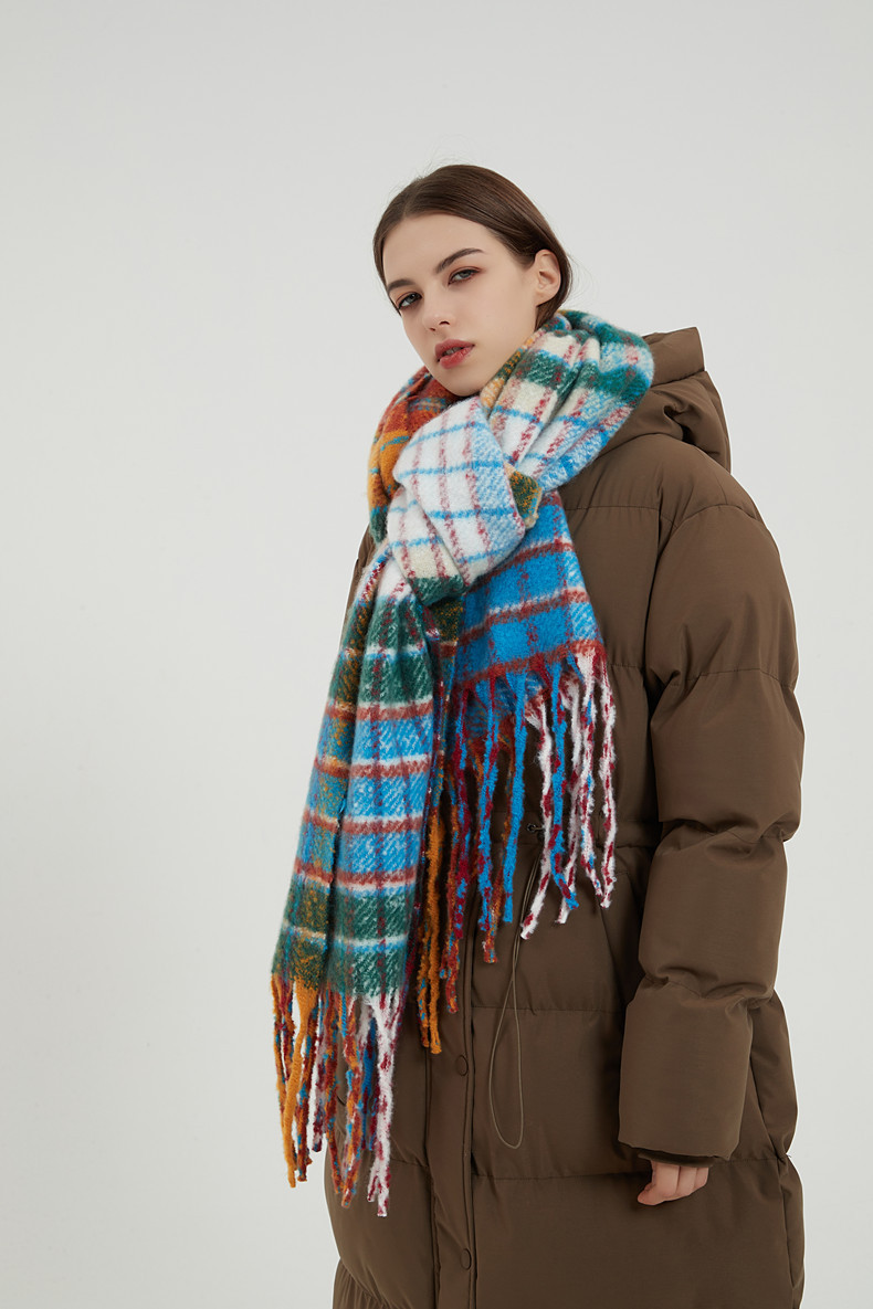 Neu Imitation Mohair Regenbogen Plaid frauen Winter Schal Verdickt Warme Schal_voghion.com