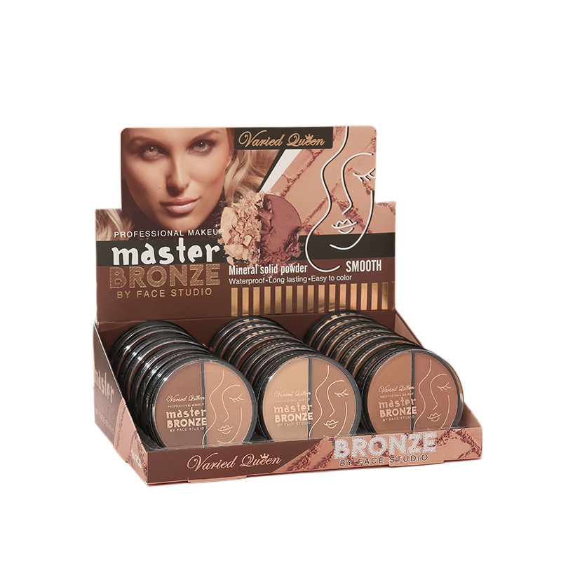 Ventas transfronterizas calientes de dos colores para la limpieza de la piel, opacificación, polvo mate, maquillaje facial, sombra de ojos, polvo de bronce