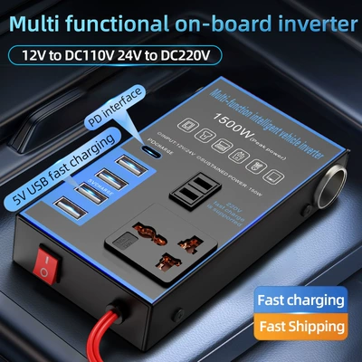 Car Inverter 12V24V Universal to 220V Car Power Socket Truck Smart Charging Inverter Converter
