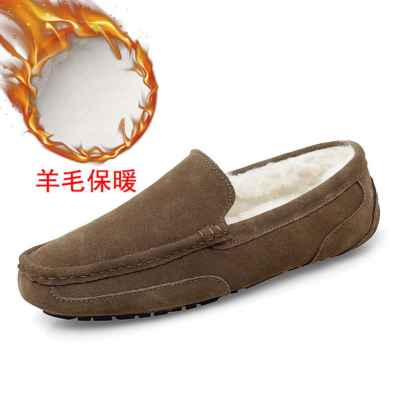 Transfronterizo más el tamaño de los zapatos de los hombres de moda casual forrado de lana caliente Otoño e Invierno ligero perezoso slip-on zapatos de conducción